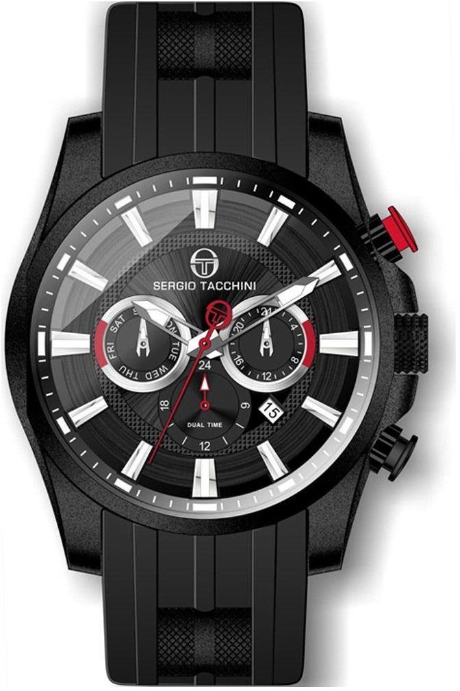 Sergio Tacchini ST.1.10055.6 Takvimli 43 mm Siyah Silikon Kordon Analog Kol Saati