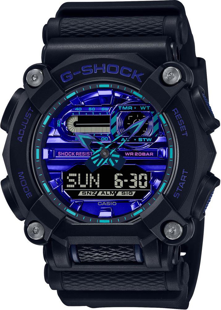 Casio GA-900VB-1ADR Takvimli 49.5 mm Lacivert Silikon Kordon Analog Erkek Kol Saati