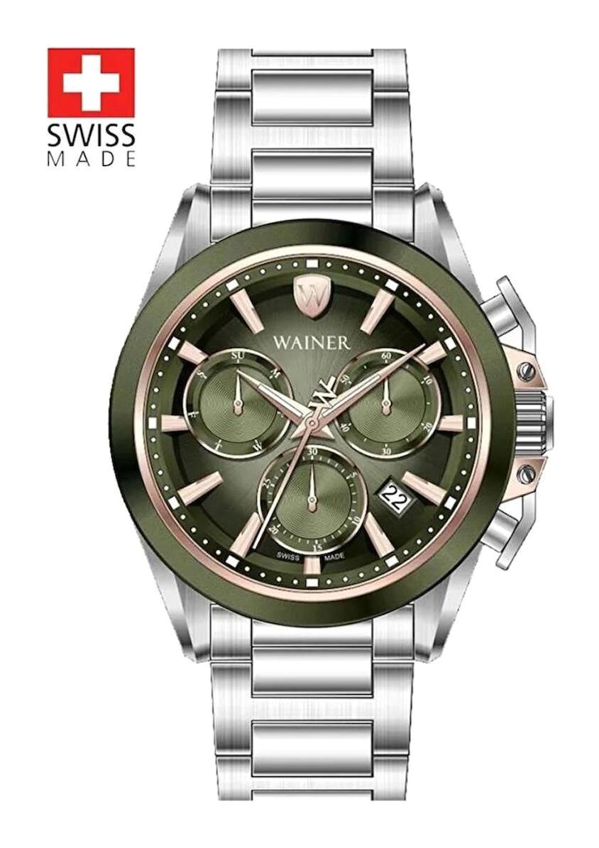 Wainer WA.16100-A Pusulalı Takvimli 44 mm Çelik Kordon Analog Erkek Kol Saati