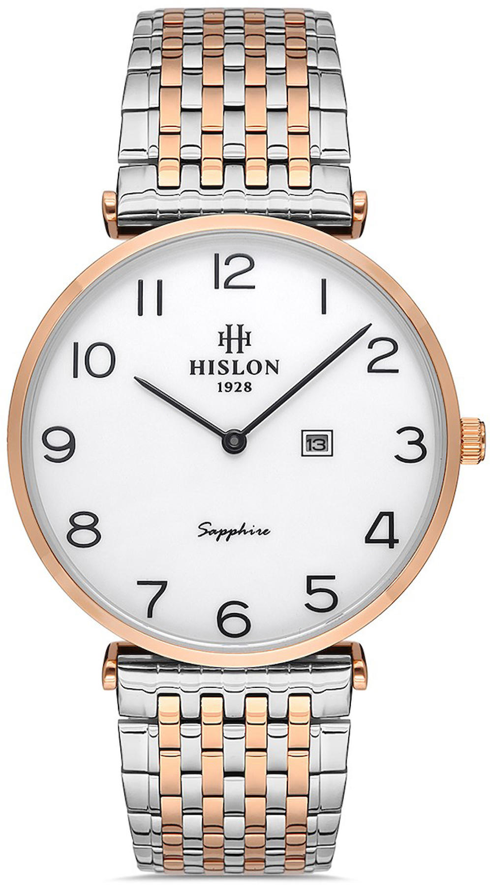 Hislon CL119T-01SR Takvimli 38 mm Gri-Rose Gold Çelik Kordon Analog Kol Saati