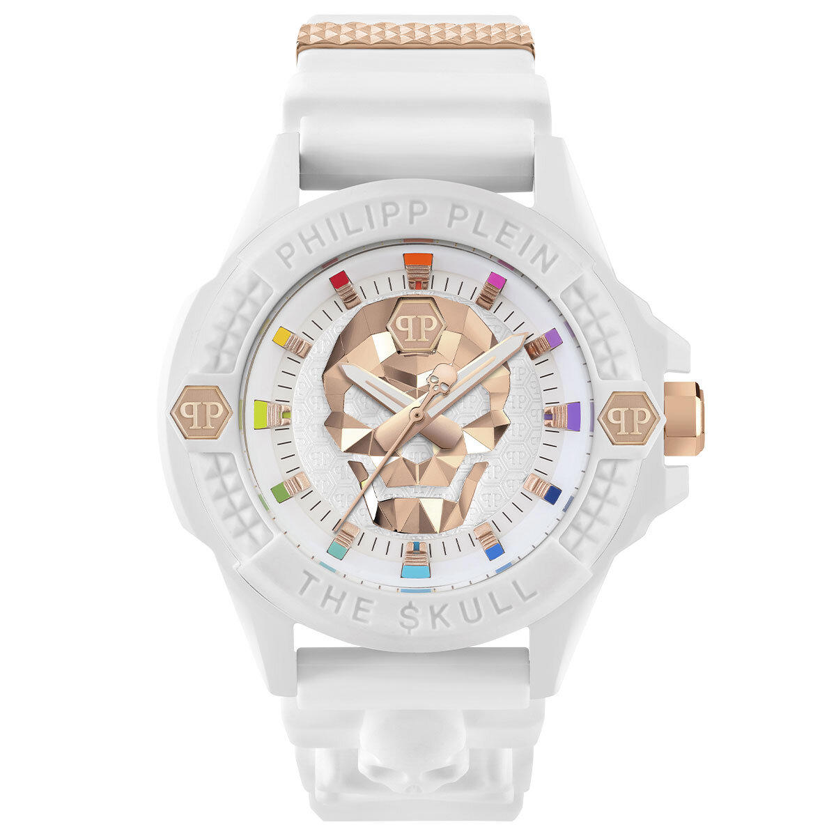 Philipp Plein PWUBA0123 44 mm Beyaz Silikon Kordon Analog Erkek Kol Saati