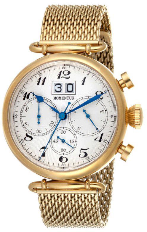 Momentus TM250G-02SG Takvimli 44 mm Altın Çelik Kordon Analog Erkek Kol Saati