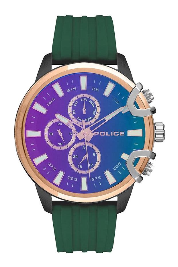 Police PEWJQ2130441 Takvimli 48 mm Yeşil Silikon Kordon Analog Erkek Kol Saati