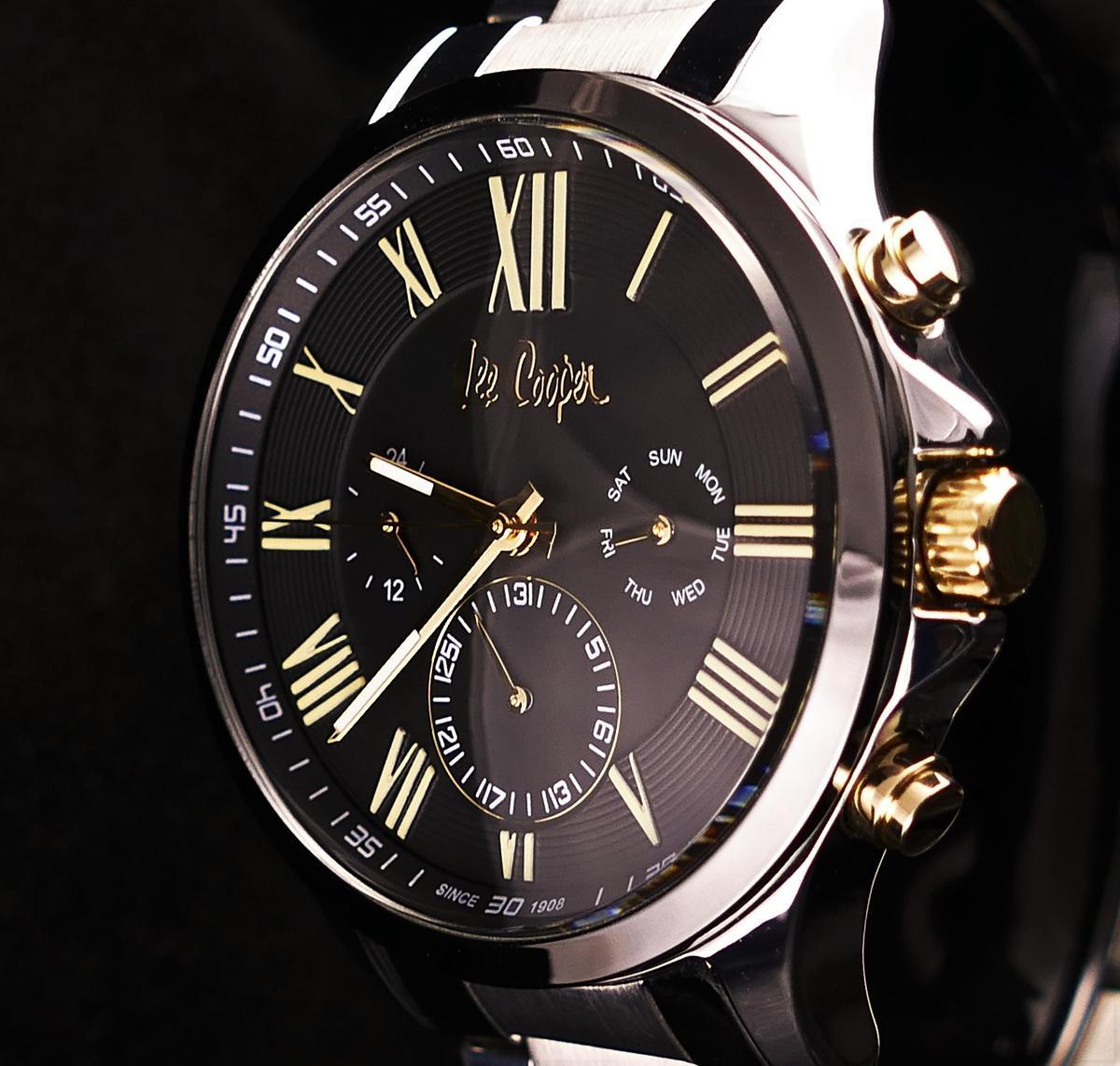 Lee Cooper LC06890.650 Takvimli 45 mm Siyah Çelik Kordon Analog Kol Saati