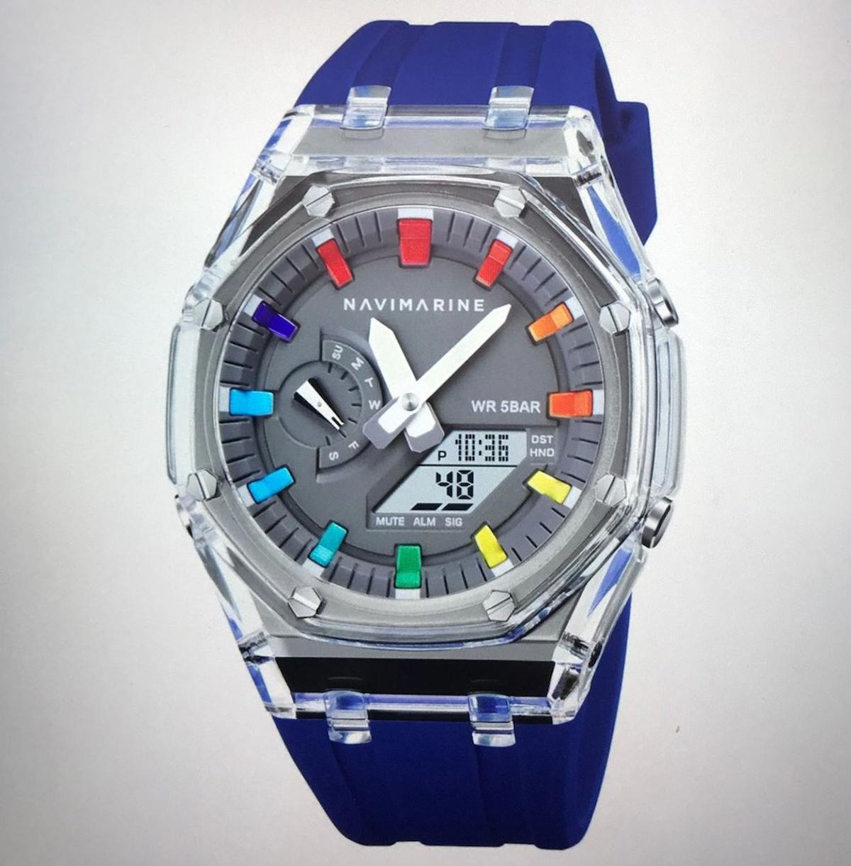 Navimarine AZR001-03 Takvimli 43 mm Lacivert Çelik Kordon Analog Kol Saati