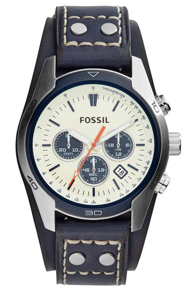 Fossil CH3051 Takvimli 44 mm Lacivert Deri Kordon Analog Erkek Kol Saati