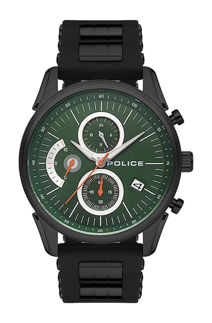 Police PL.15545JSB-19P Takvimli 45 mm Siyah Plastik-Silikon Kordon Analog Erkek Kol Saati