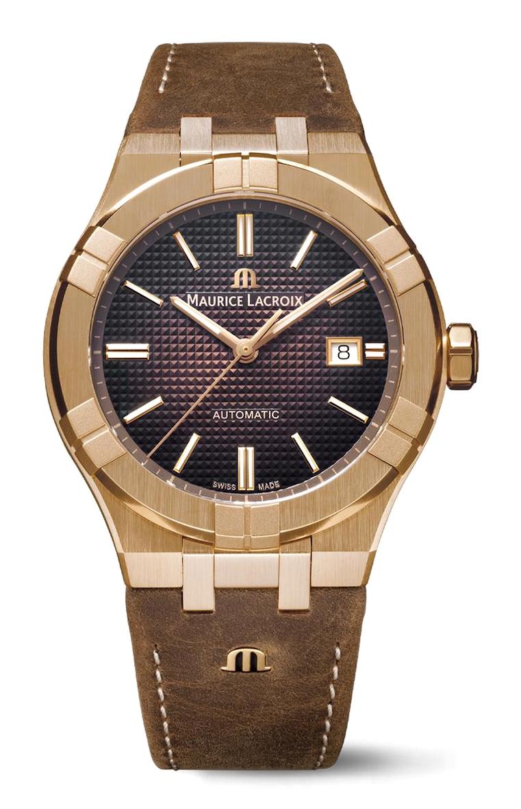 Maurice Lacroix ML-AI6008BRZ01730-3 Takvimli 43 mm Kahverengi Deri Kordon Analog Erkek Kol Saati