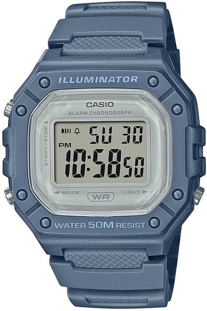 Casio W-218HC-2AVDF Takvimli 43 mm Gri Silikon Kordon Dijital Kol Saati