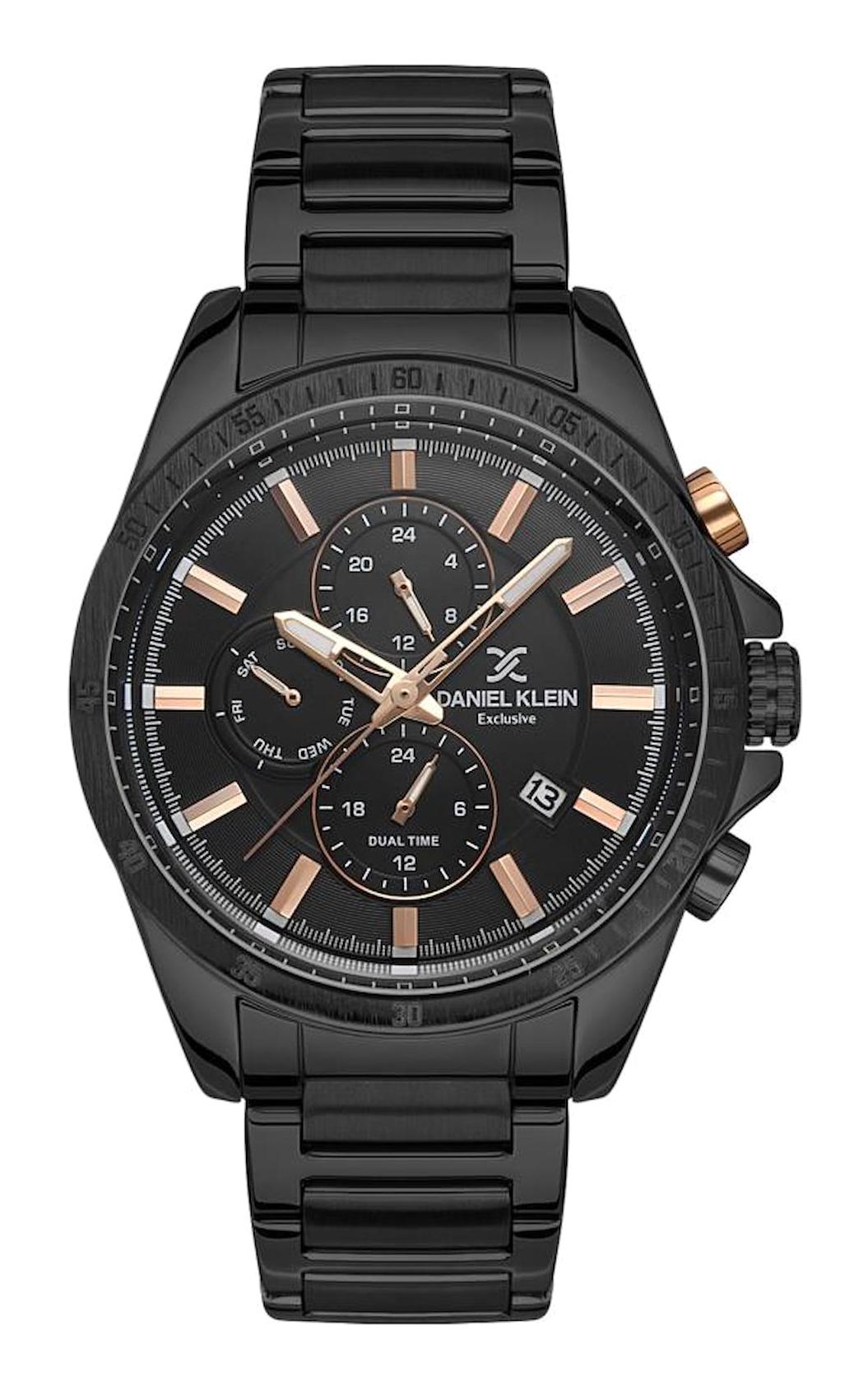 Daniel Klein DK102-DK.1.13532-5 Takvimli 44 mm Siyah Çelik Kordon Analog Erkek Kol Saati