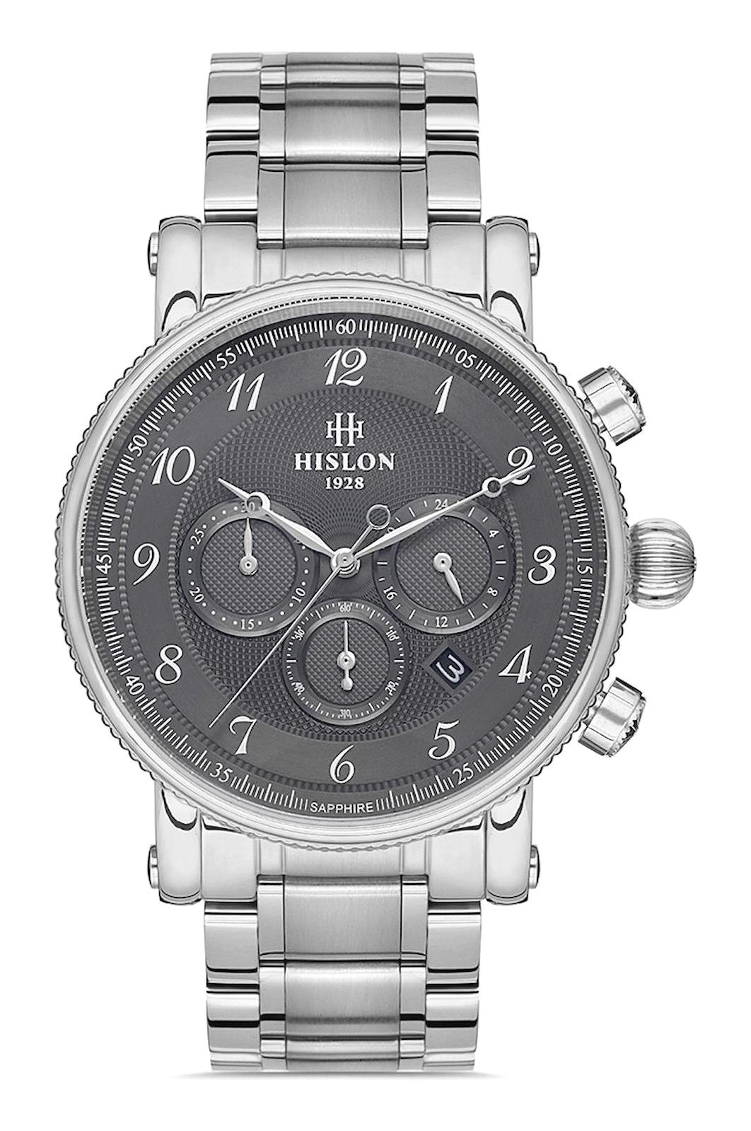 Hislon MS102S-04SS Pusulalı Takvimli 44 mm Çelik Kordon Analog Erkek Kol Saati