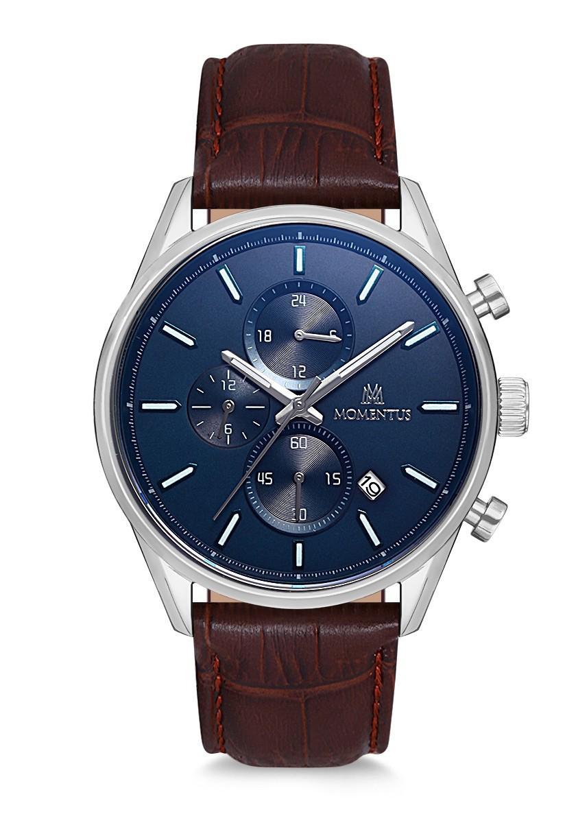 Momentus CC107S-11KM Takvimli 43 mm Kahverengi Deri Kordon Analog Erkek Kol Saati