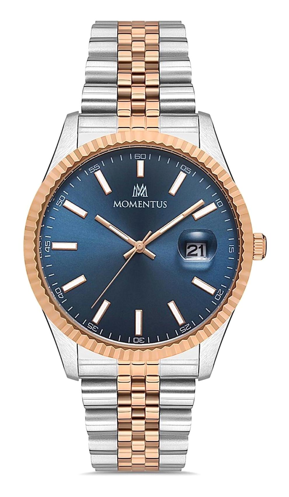 Momentus CM131T-11SR Takvimli 44 mm Altın-Çelik Kordon Analog Erkek Kol Saati