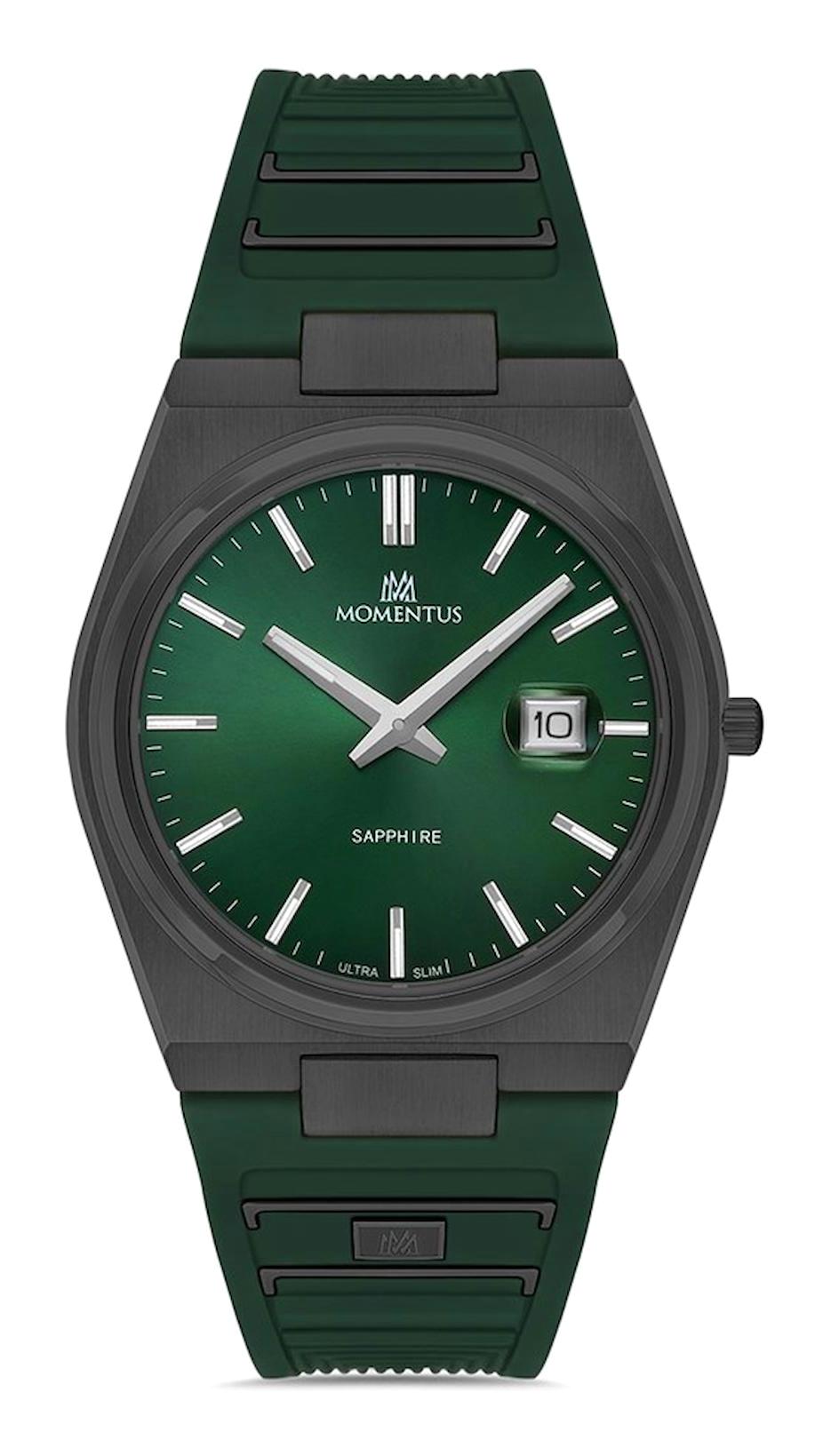 Momentus EM345N-15YN Takvimli 43 mm Yeşil Plastik Kordon Analog Erkek Kol Saati