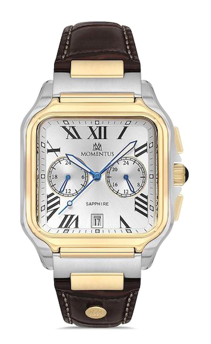 Momentus TM348T-02KG Takvimli 40 mm Siyah Deri Kordon Analog Erkek Kol Saati