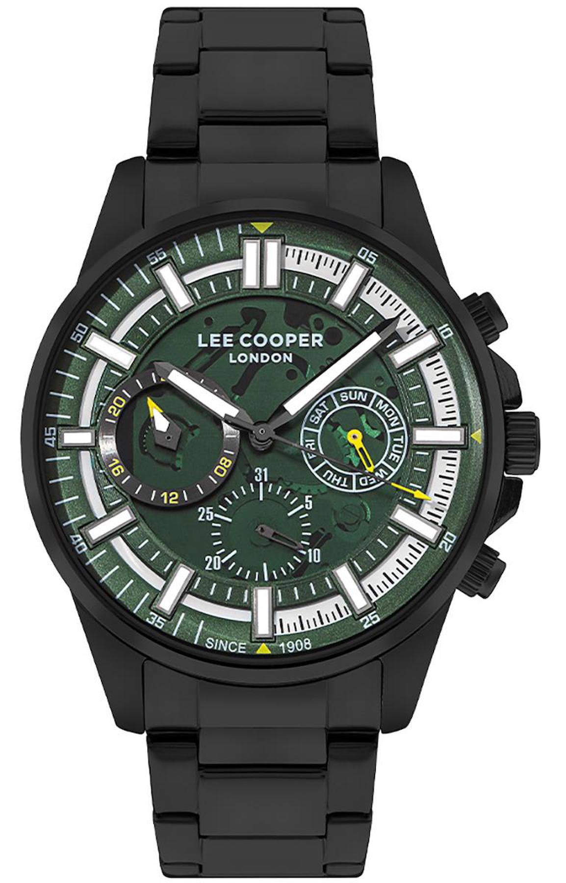 Lee Cooper LC07817.670 Takvimli 45 mm Siyah Metal Kordon Analog Erkek Kol Saati