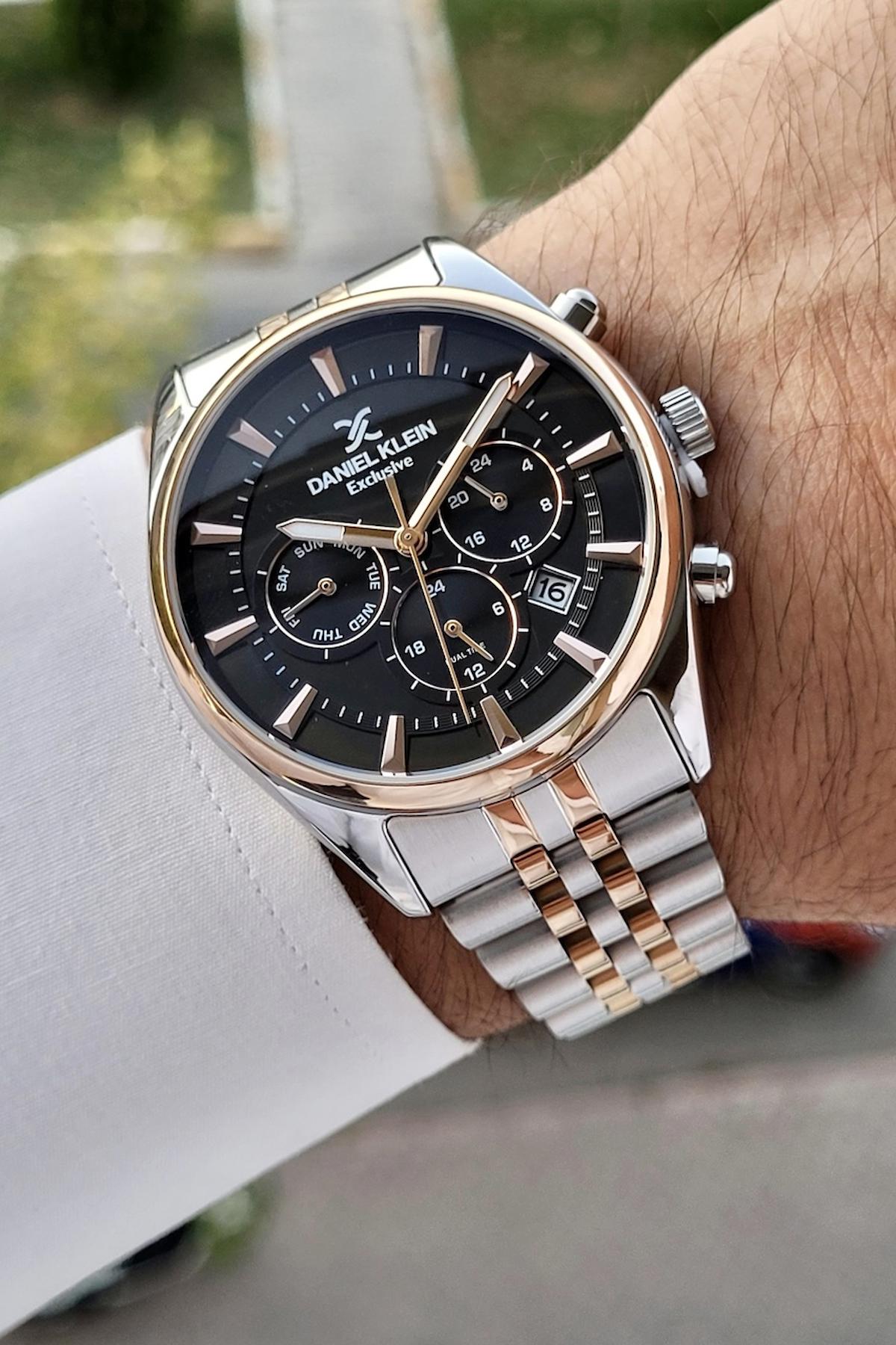 Daniel Klein DKISTE615 Takvimli 42 mm Altın-Çelik Kordon Analog Erkek Kol Saati