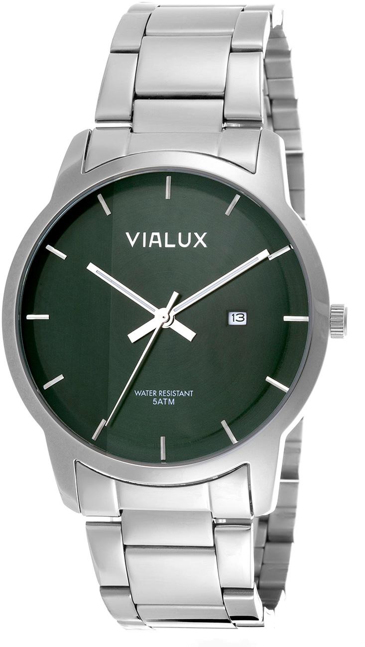 Vialux AS537S-15SS Takvimli 42 mm Çelik Kordon Analog Kol Saati