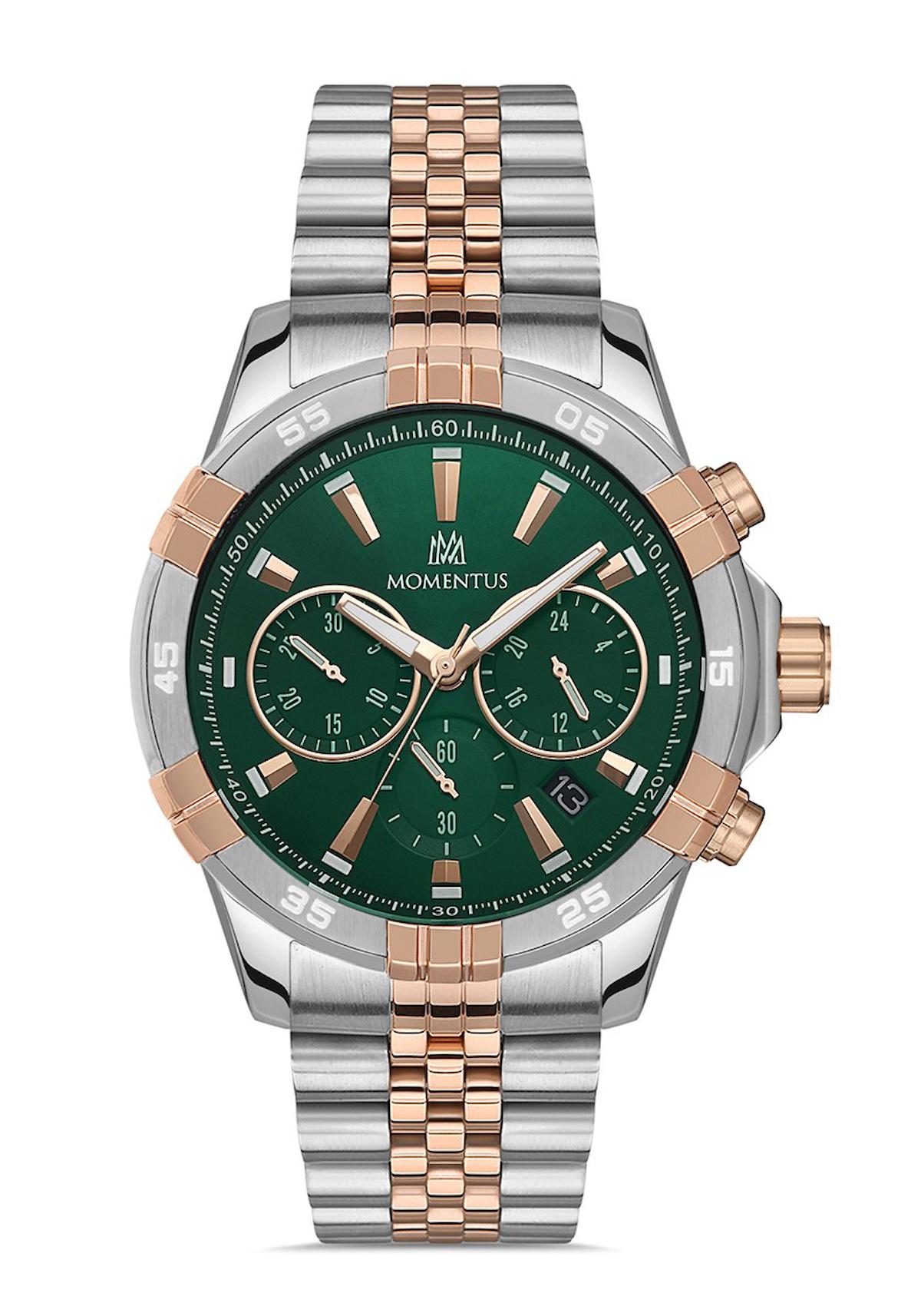 Momentus SM367T-15SR Takvimli 45 mm Bakır-Çelik Kordon Analog Erkek Kol Saati