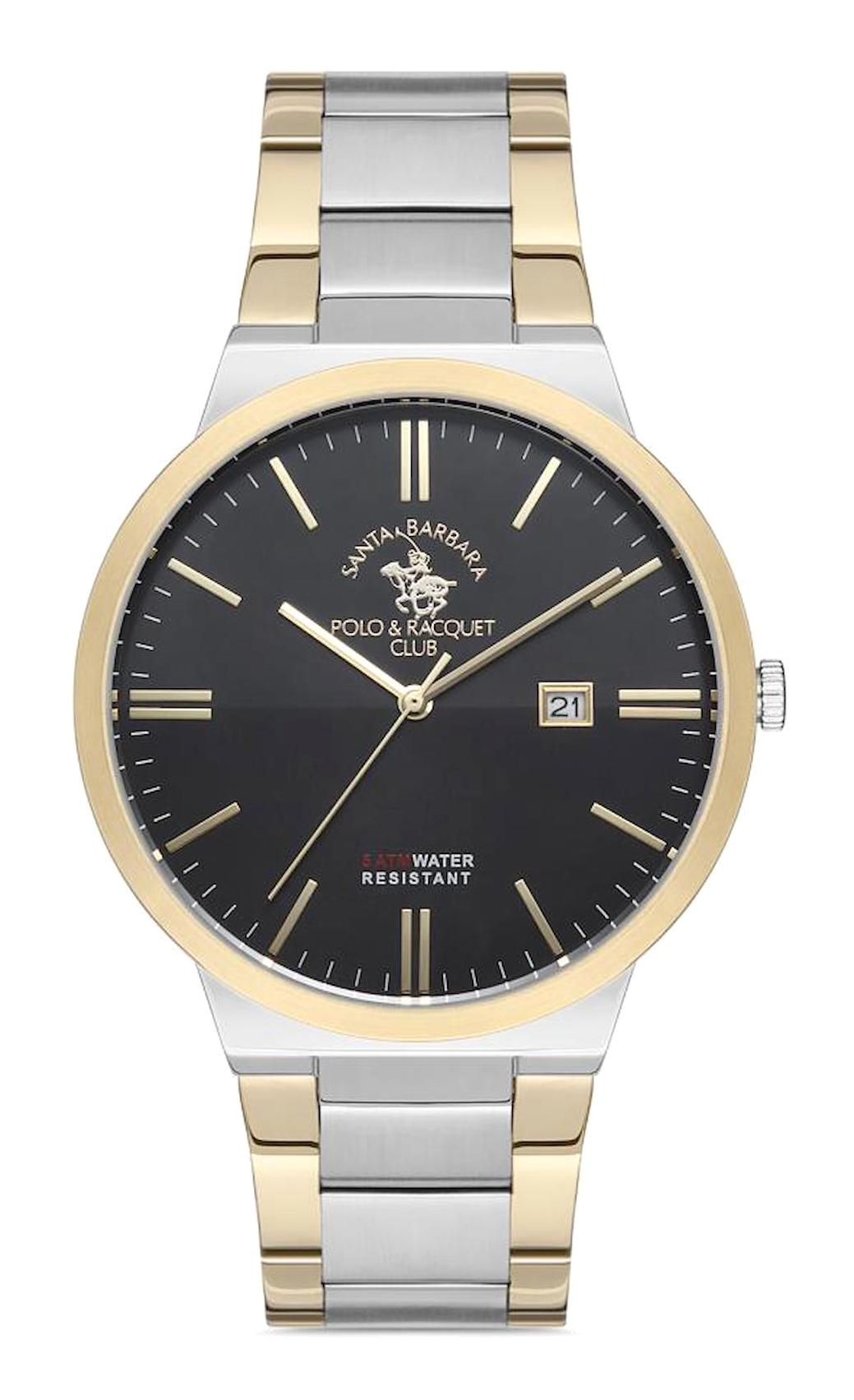 Santa Barbara Polo & Racquet Club SB.1.10219.5 Takvimli 42 mm Altın-Çelik Kordon Analog Erkek Kol Saati