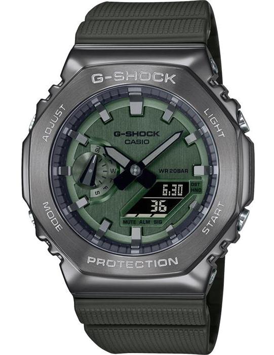 Casio GM-2100B-3ADR Takvimli 44 mm Yeşil Silikon Kordon Analog Kol Saati