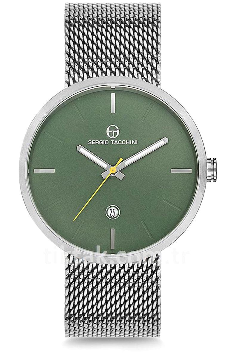 Sergio Tacchini ST.8.108.05 Takvimli 42 mm Gri Hasır Kordon Analog Erkek Kol Saati