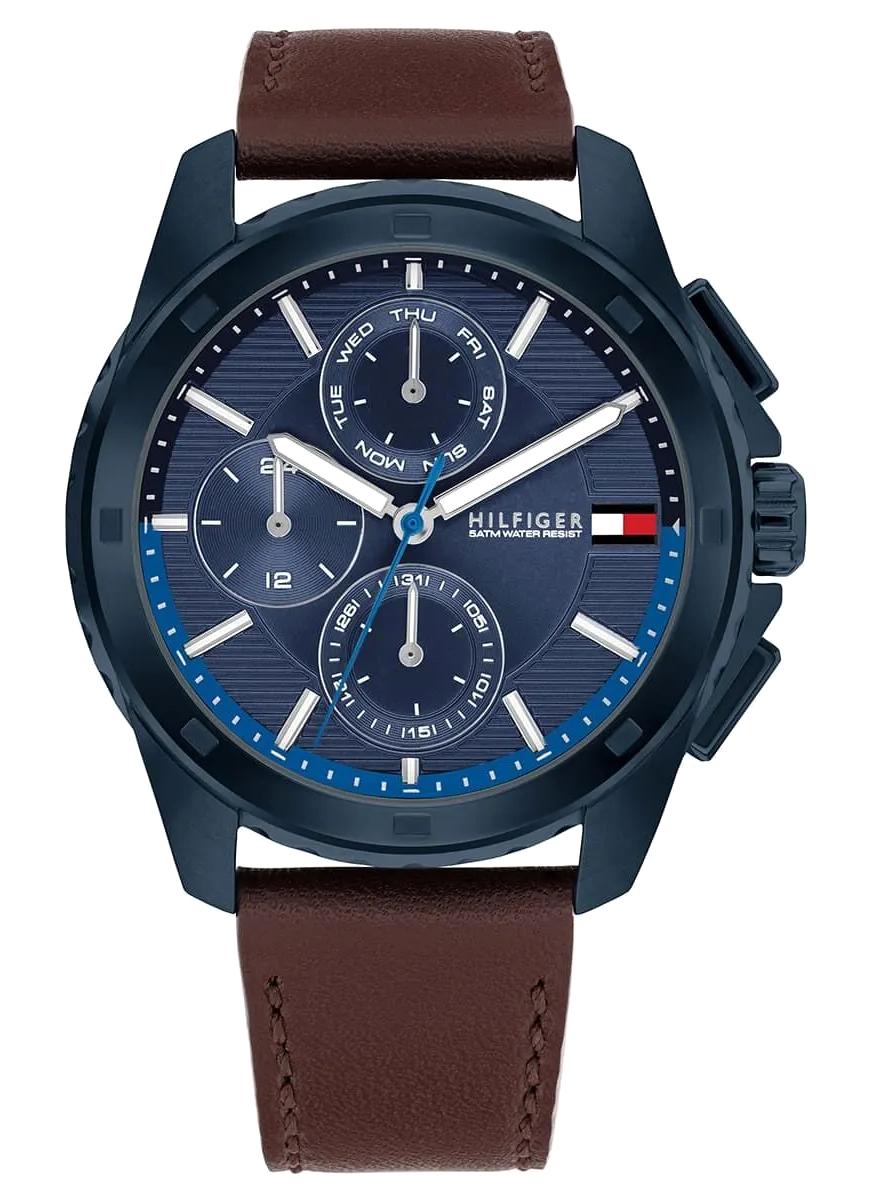 Tommy Hilfiger TH1710632 Takvimli 42 mm Kahverengi Deri Kordon Analog Erkek Kol Saati