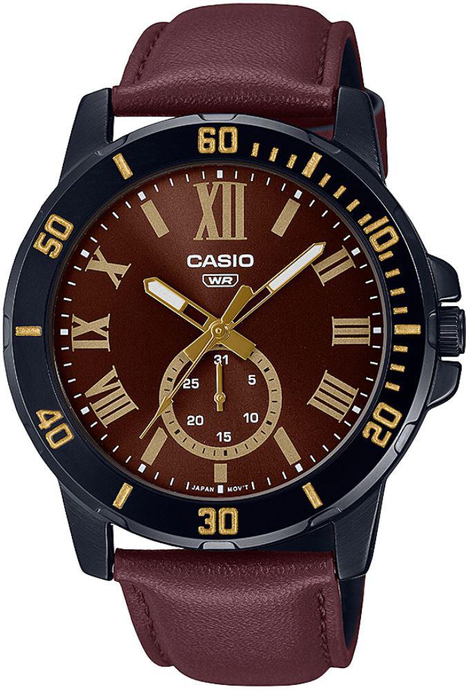 Casio MTP-VD200BL-5BUDF Takvimli 45 mm Kahverengi Deri Kordon Analog Erkek Kol Saati