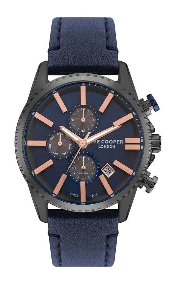 Lee Cooper LC07398.099 Takvimli 41 mm Lacivert Deri Kordon Analog Erkek Kol Saati