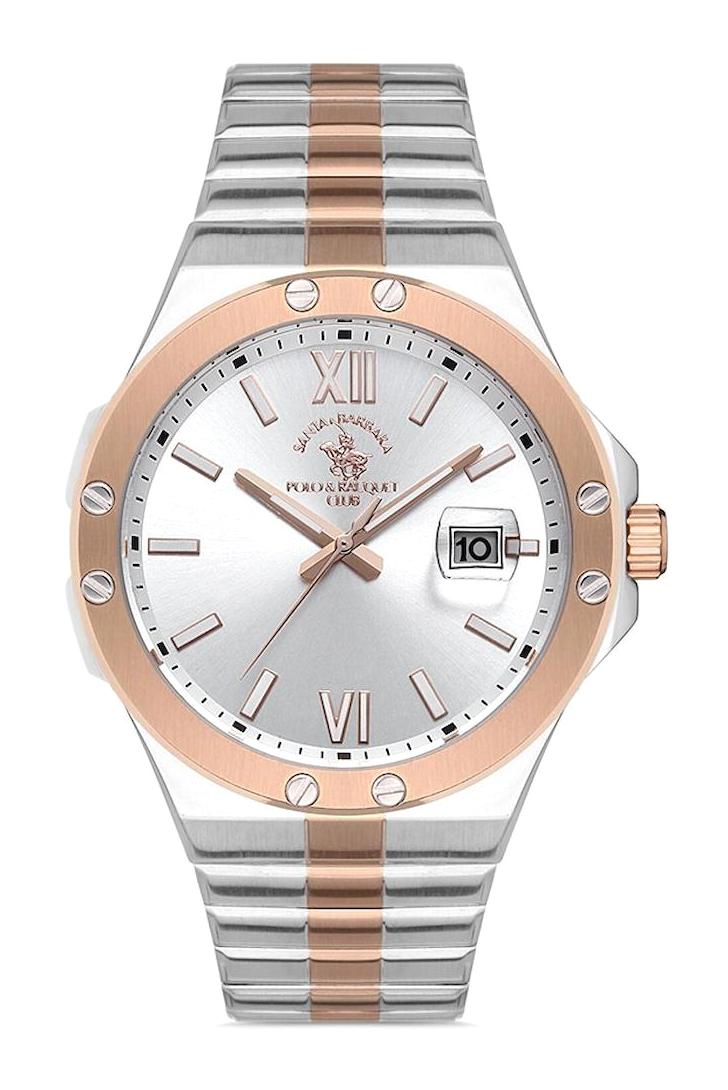 Santa Barbara Polo & Racquet Club SB.1.10227.3 Takvimli 43 mm Gri-Rose Gold Çelik Kordon Analog Erkek Kol Saati