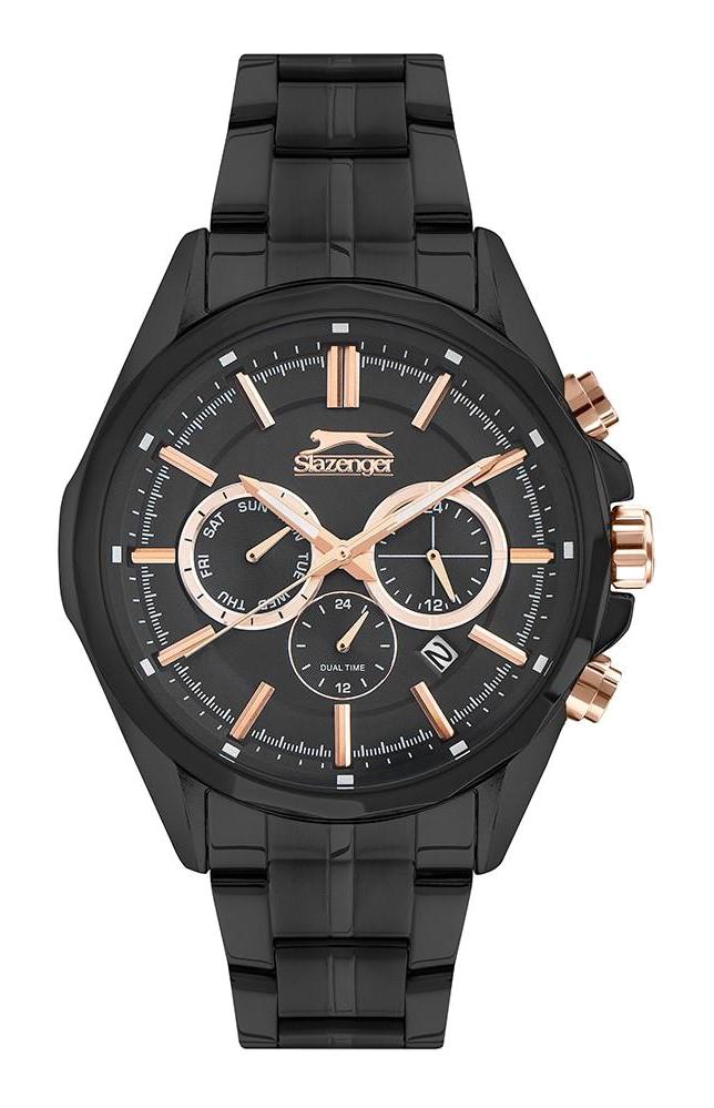 Slazenger SL.09.1898.2.01 Takvimli 46-50 mm Siyah Çelik Kordon Analog Erkek Kol Saati