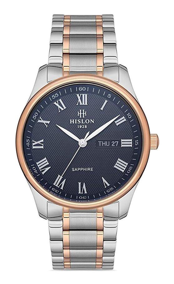 Hislon CL113T Takvimli 42 mm Gri-Rose Gold Metal Kordon Analog Erkek Kol Saati