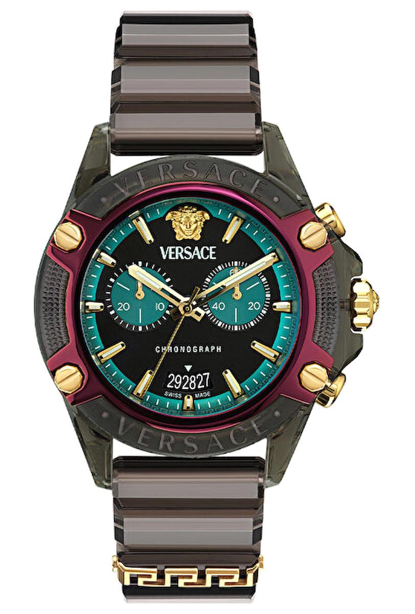 Versace VRSCVE8P00224 Takvimli 44 mm Füme Polikarbon Kordon Analog Erkek Kol Saati