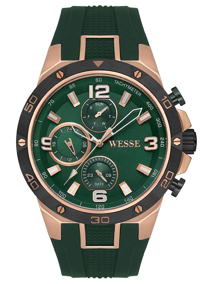 Wesse WWG402302 Pusulalı Takvimli 45 mm Yeşil Silikon Kordon Analog Erkek Kol Saati