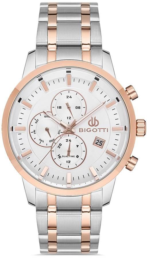 Bigotti BG.1.10232.5 Takvimli 44 mm Gri-Rose Gold Çelik Kordon Analog Kol Saati