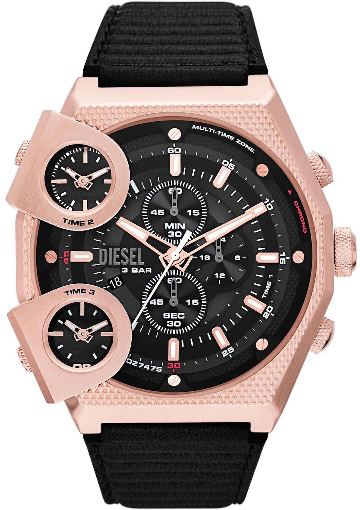 Diesel DZ7475 Takvimli 42 mm Siyah Deri Kordon Analog Erkek Kol Saati