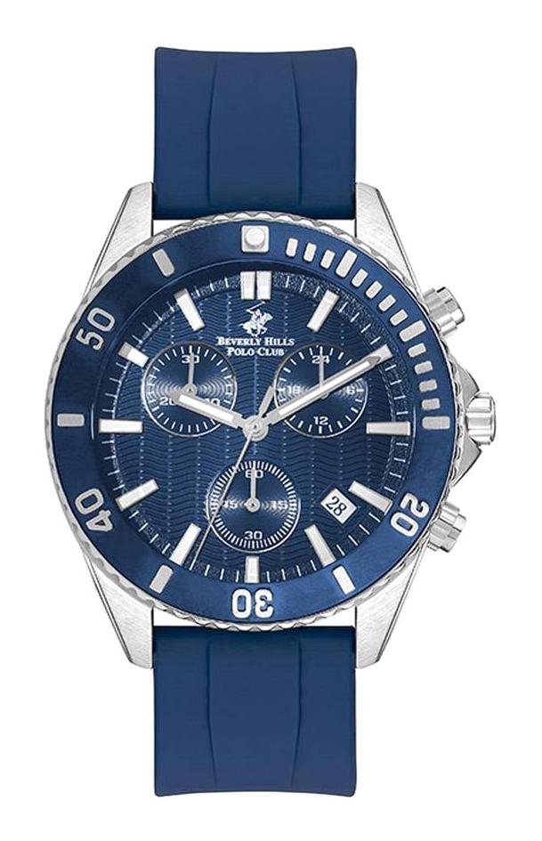 Beverly Hills Polo Club BP3277 Takvimli 45 mm Lacivert Silikon Kordon Analog Erkek Kol Saati