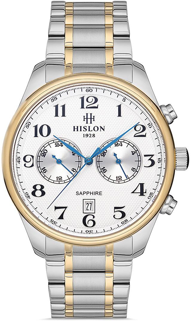 Hislon DT113T-01SG Pusulalı Takvimli 44 mm Çelik Kordon Analog Erkek Kol Saati