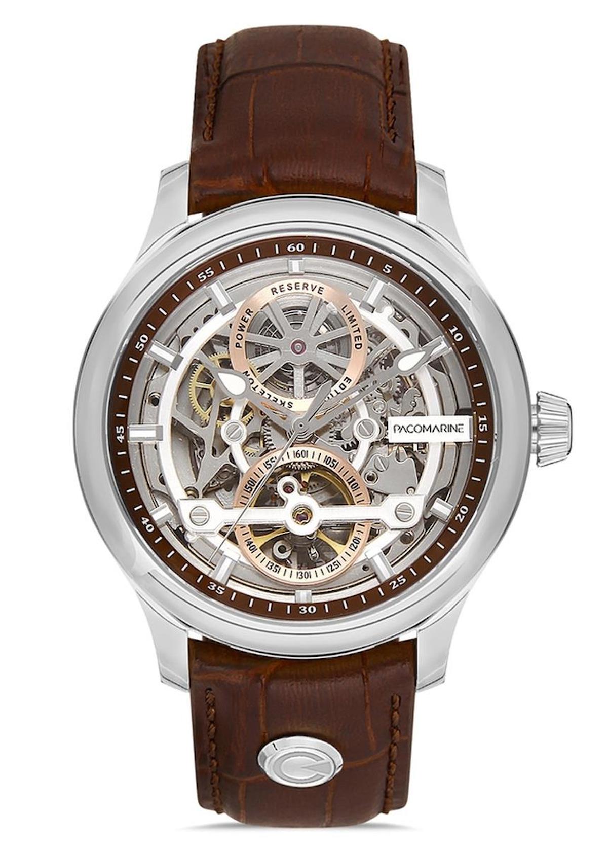 Pacomarine PM.28008.05 Kahverengi Deri Kordon Analog Erkek Kol Saati