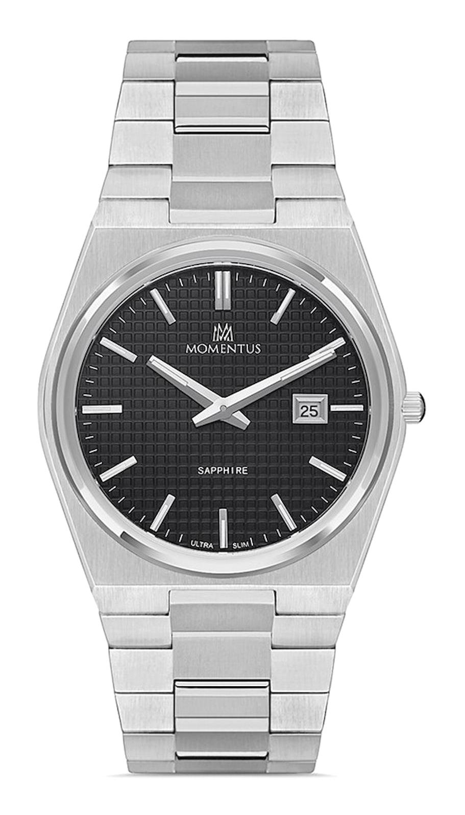 Momentus EM345S-04SS Takvimli 40 mm Çelik Kordon Analog Kol Saati