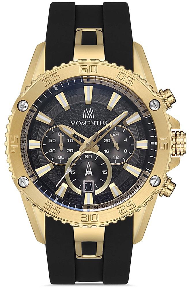 Momentus SM373G-04BG Takvimli 45 mm Siyah Çelik Kordon Analog Erkek Kol Saati
