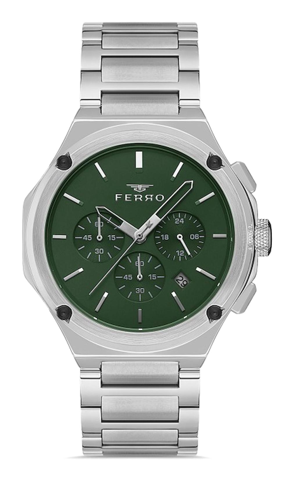 Ferro FM40103A-A4 Takvimli 45 mm Metal Kordon Analog Erkek Kol Saati