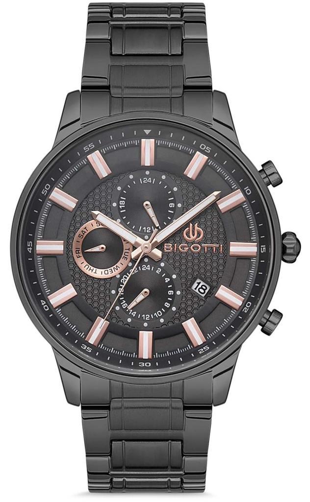Bigotti BG.1.10279.3 Takvimli 44 mm Siyah Çelik Kordon Analog Erkek Kol Saati