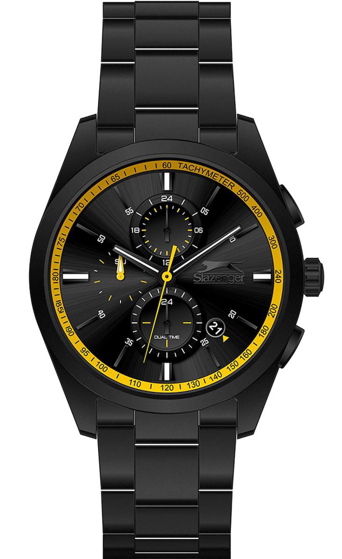 Slazenger SL.09.2215.2.05 Takvimli 44 mm Siyah Metal Kordon Analog Erkek Kol Saati