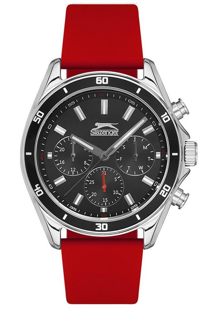 Slazenger SL.09.1963.2.04 Takvimli 45 mm Kırmızı Silikon Kordon Analog Erkek Kol Saati