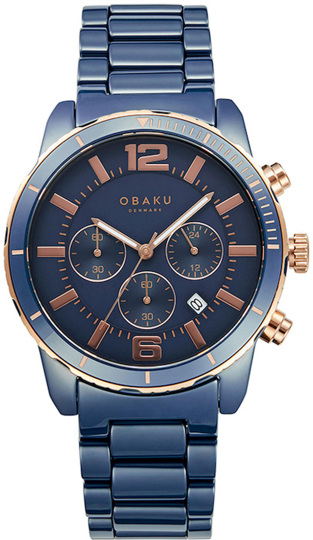 Obaku Denmark V278GCSLCL Takvimli 43 mm Lacivert Çelik Kordon Analog Kol Saati