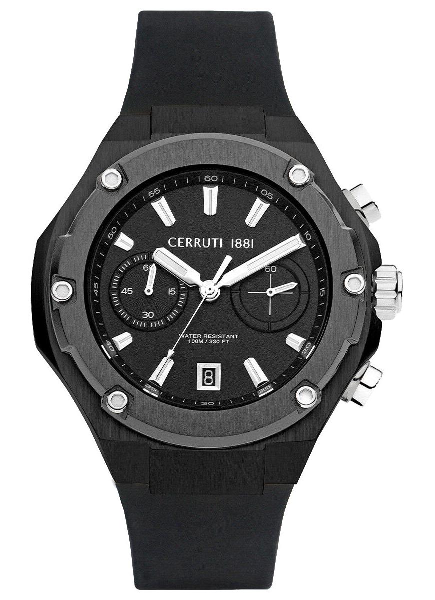 Cerruti 1881 CIWGO2206105 Takvimli 44 mm Si̇yah Silikon Kordon Analog Erkek Kol Saati