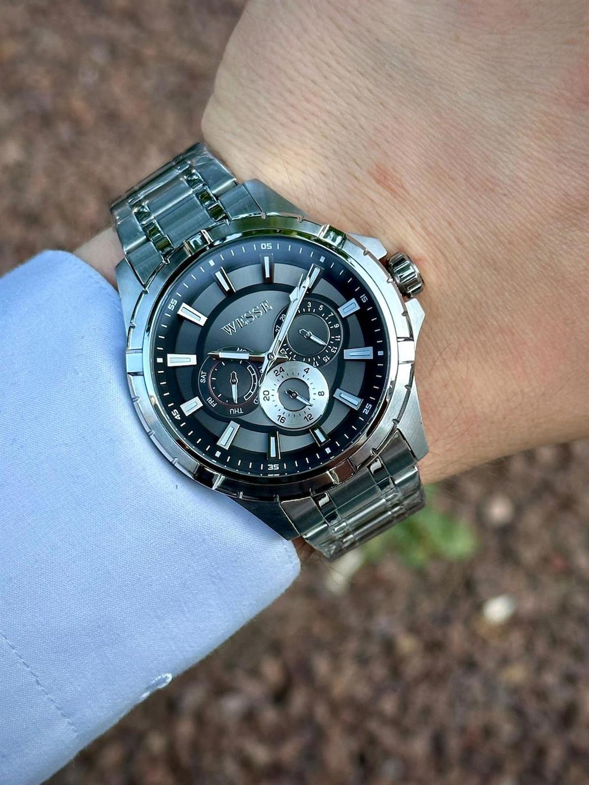 Wesse WWG207803 Pusulalı Takvimli 45 mm Metal Kordon Analog Kol Saati