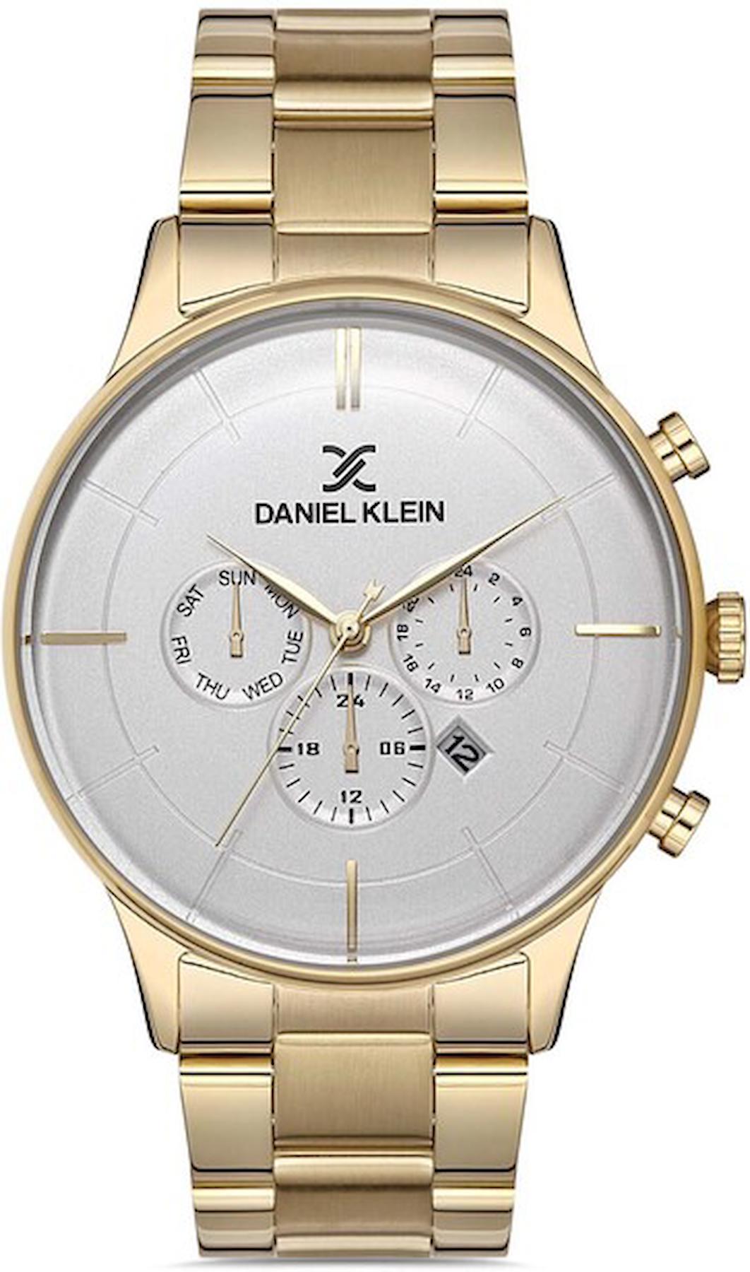 Daniel Klein DK013435E-05 Takvimli 43 mm Altın Çelik Kordon Analog Erkek Kol Saati