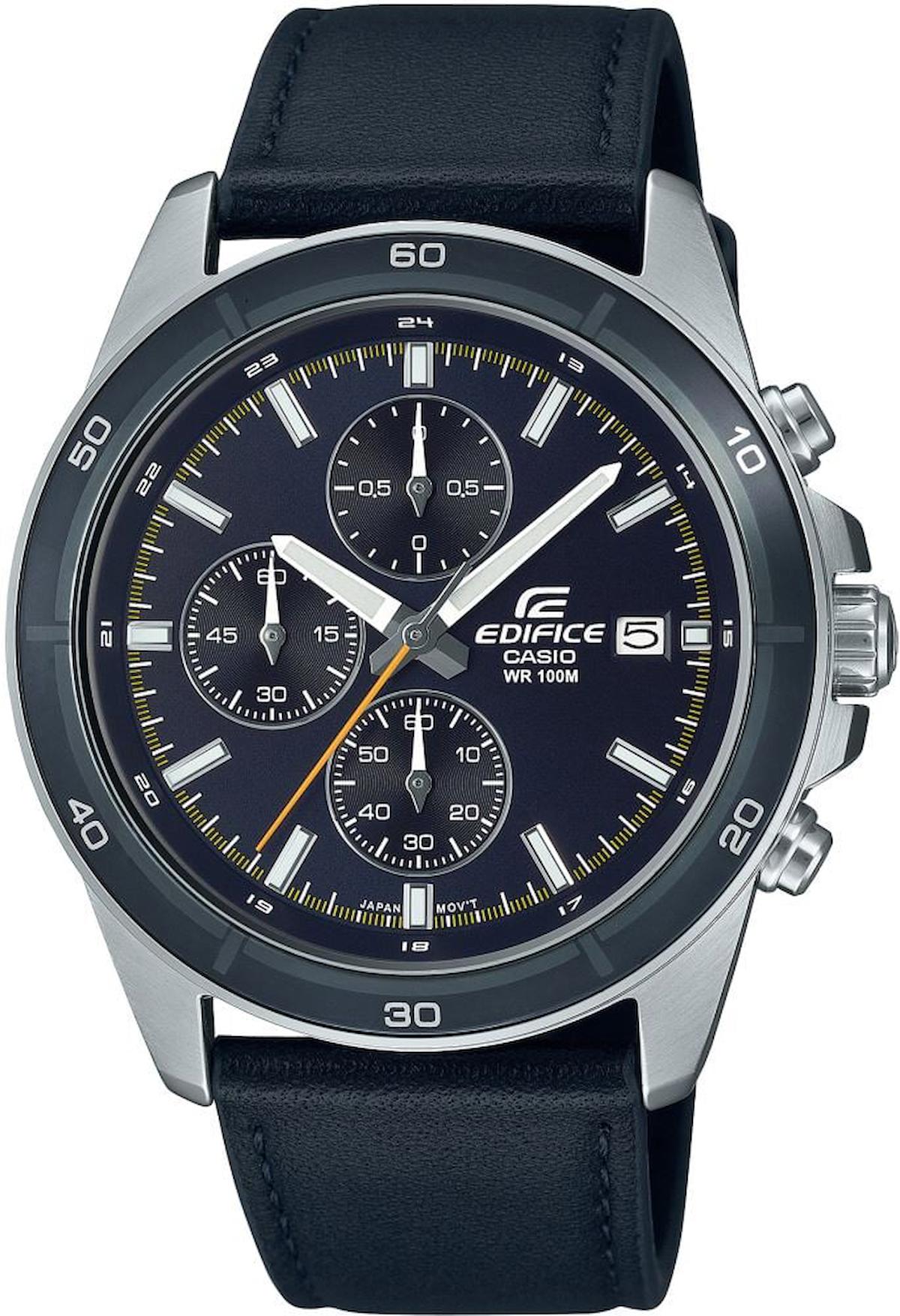 Casio EFR-526L-2C Takvimli 44 mm Lacivert Deri Kordon Analog Kol Saati